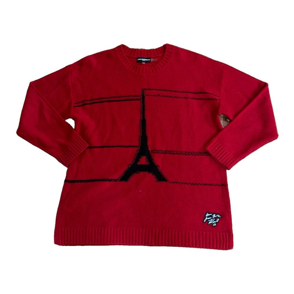 Karl Lagerfeld Paris Sz L Red Eiffel Tower Graphic Sweater Statement Streetwear